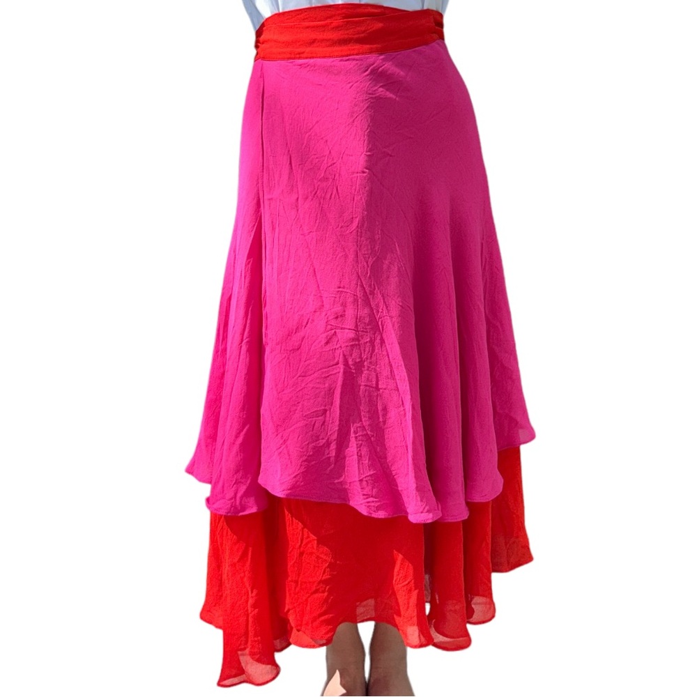 FARM Rio Pink and Red Maxi Skirt